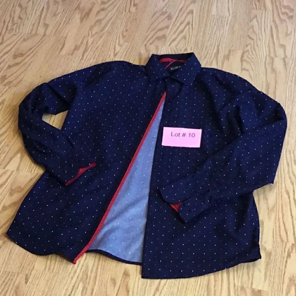 SILVER STONE modern fit mens long sleeve shirt in size large, red white blue